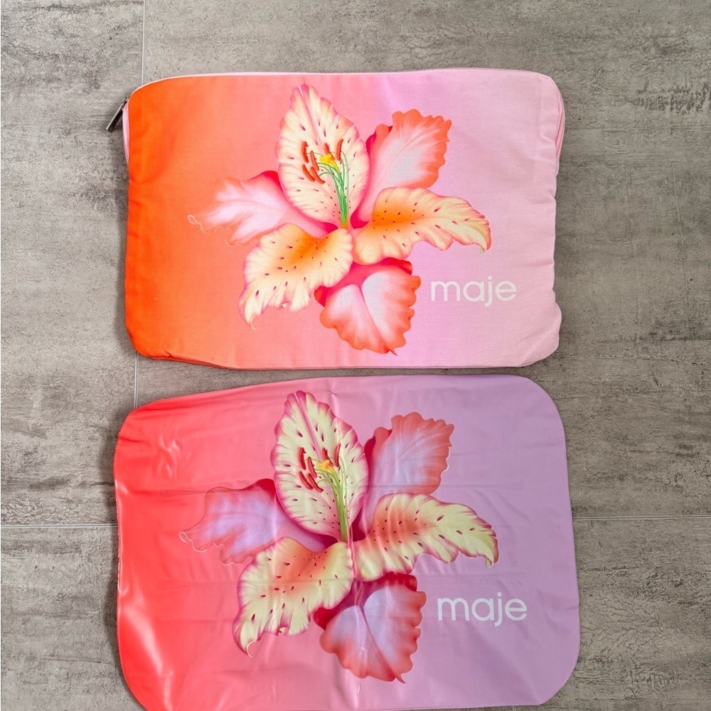 Maje Inflatable Travel & Beach Pillow with Matching Pouch – Floral Print - Picture 2 of 9